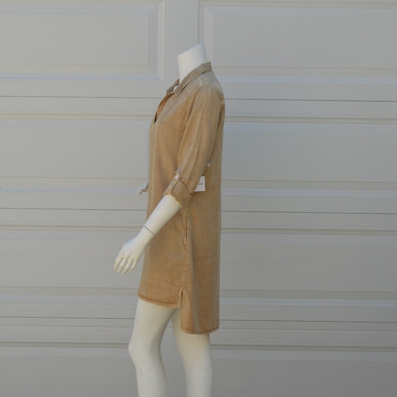 Sneak Peek Tunic Shirt Dress (Khaki) - Picture 4 of 7